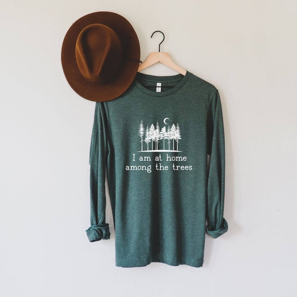 Your New Favorite Sustainable T-Shirt Among the Trees Graphic Long Slee